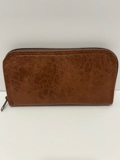 Brown Faux Leather Zip around wallet