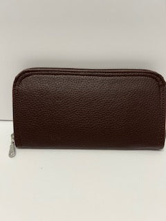 Dark Brown faux leather zip around wallet