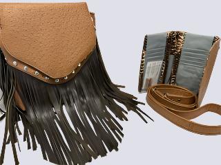 Cross Body, Brown fringed Ostriche Crossbody