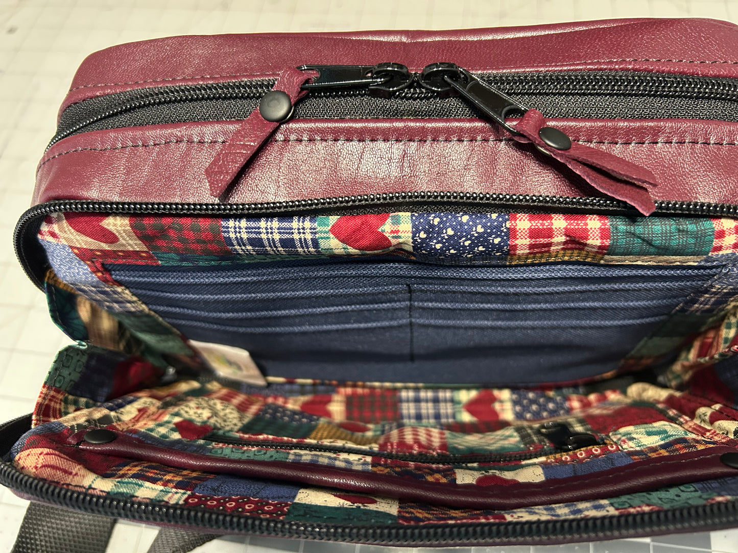 Maroon Leather Crossbody Companion Bag