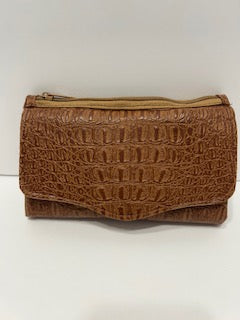 Brown faux gator Marilyn wallet