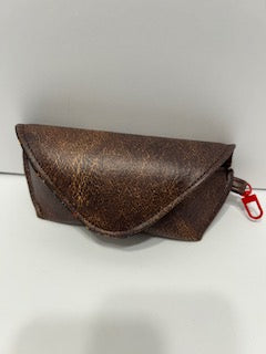 Brown faux leather eyeglass case