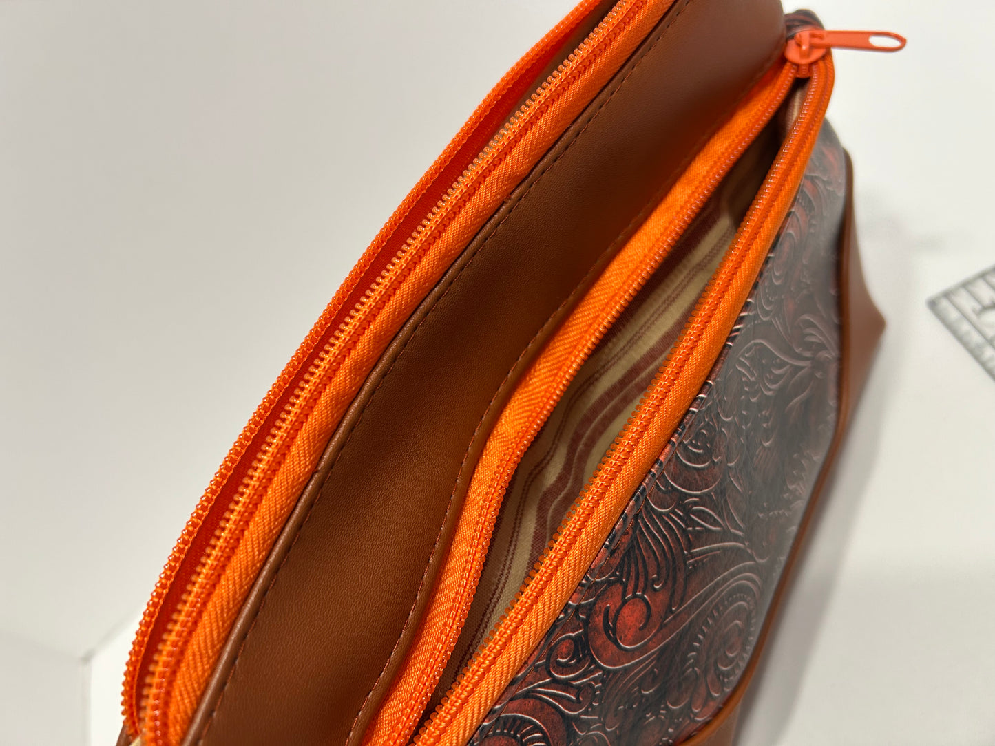 Brown zippered wristlet