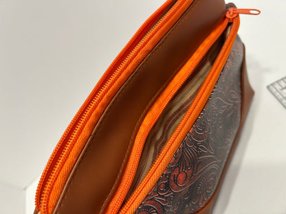 Brown zippered wristlet