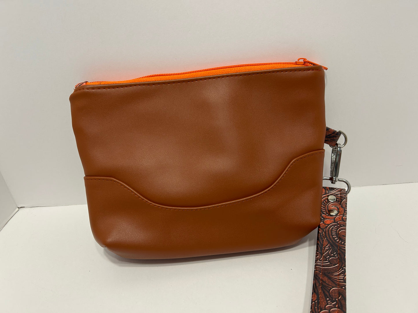 Brown zippered wristlet