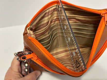 Brown zippered wristlet