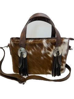 Concho hair on hide handbag