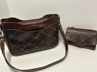 Shoulder bag brown faux leather