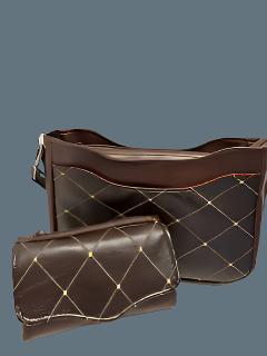 Shoulder bag brown faux leather