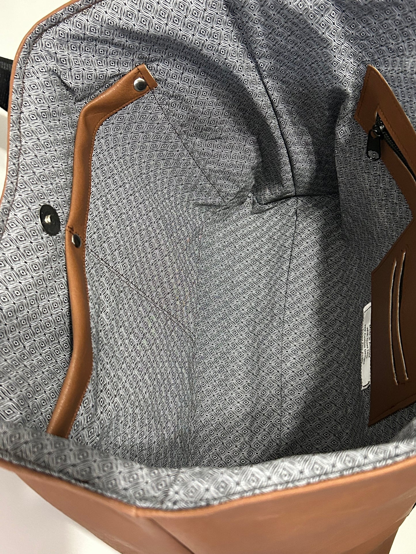Tote Bag, Large Brown Faux Leather
