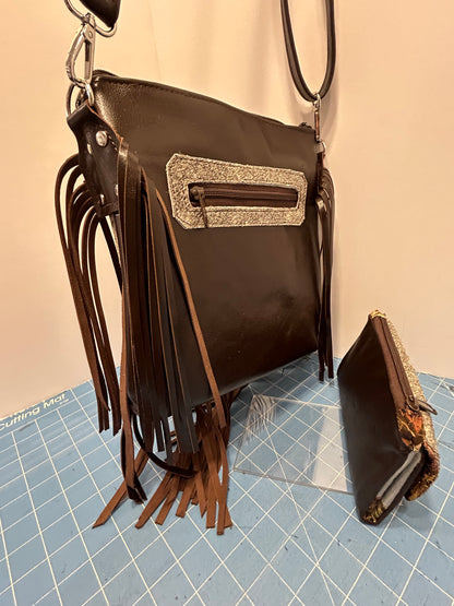 Cross Body Brown fringed  bag