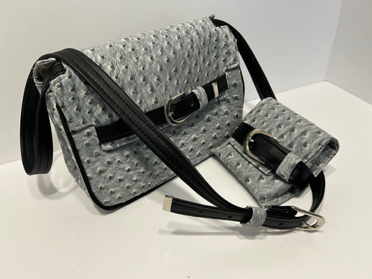 Moreno and Mini Grey Ostrich Crossbody