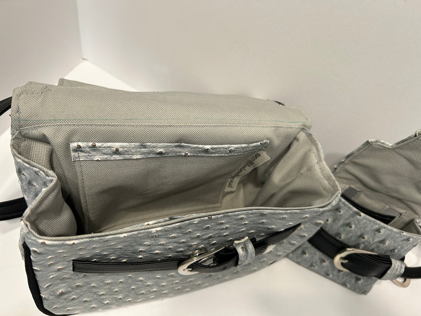 Moreno and Mini Grey Ostrich Crossbody