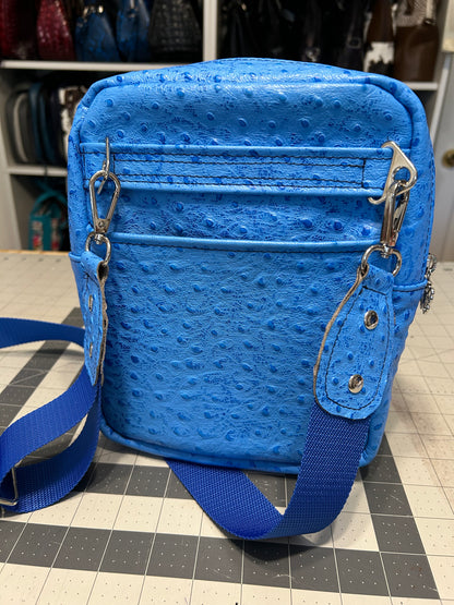 Blue Ostrich embossed leather Bartleby Bag