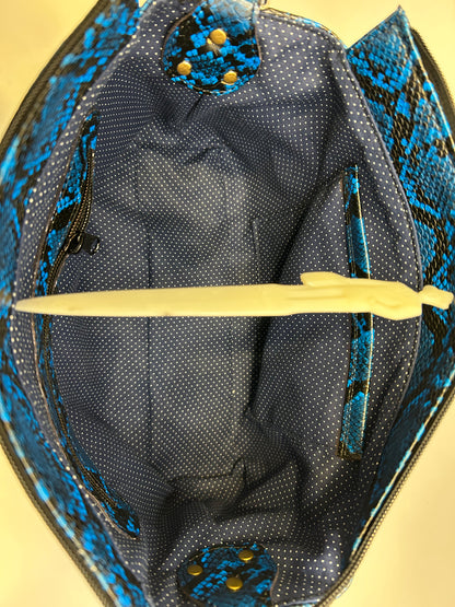 Blue Snake embossed Tribeca Tote Bag