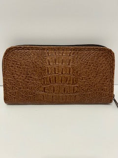 Brown Croc Zip Around wallet