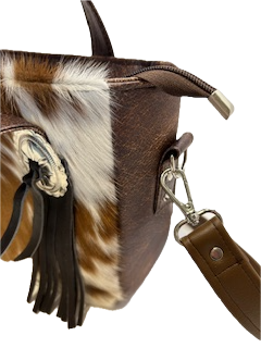 Concho hair on hide handbag
