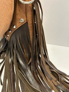 Cross Body, Brown fringed Ostriche Crossbody