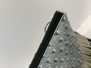 Cross Body Bag, Grey Ostrich  Bag
