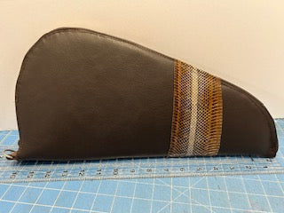Pistol case, Brown faux leather with snakeskin accent gun case