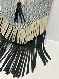 Cross Body Bag, Grey Ostrich  Bag