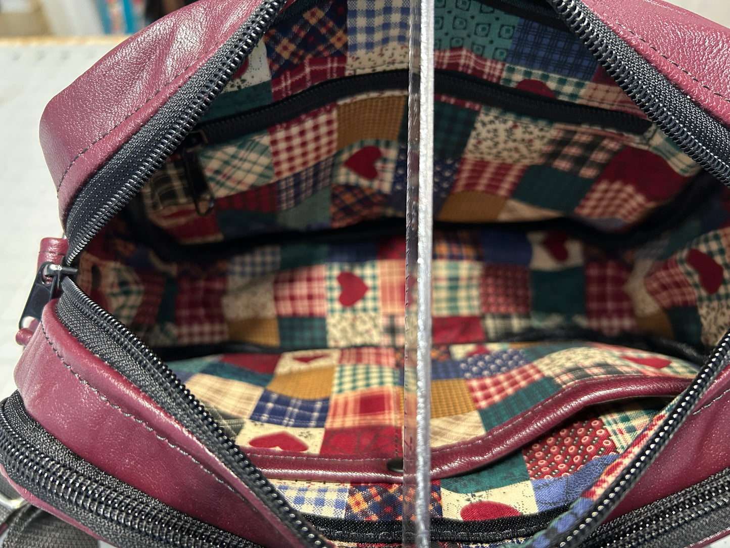 Maroon Leather Crossbody Companion Bag