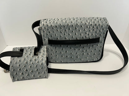 Moreno and Mini Grey Ostrich Crossbody