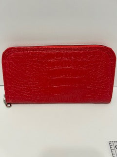 Red Croc embossed zip around wallet