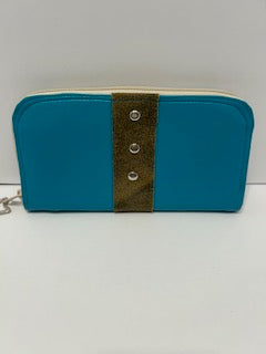 Turquoise and Leather zip around wallet
